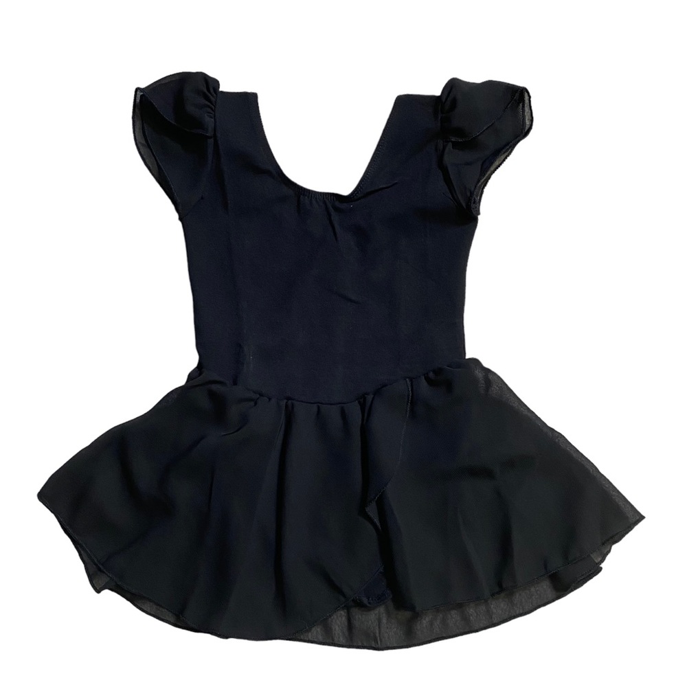 MdnMd black leotard layered skirt flutter sleeves 2-4 (110)